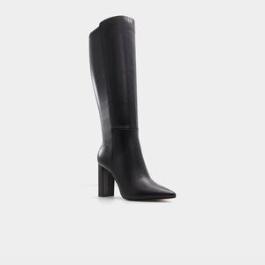Aldo Sleek Black Heeled Boots